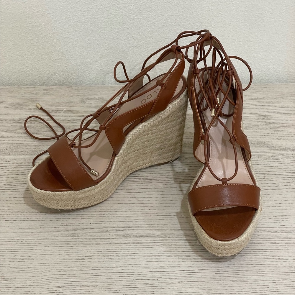 Brown Aldo Lace Up Wedges
